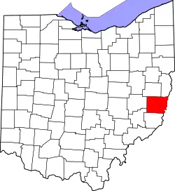 Karte von Belmont County innerhalb von Ohio