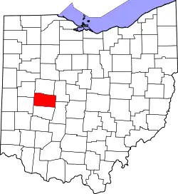Karte von Champaign County innerhalb von Ohio