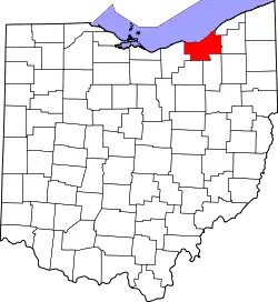 Karte von Cuyahoga County innerhalb von Ohio