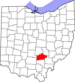 Karte von Hocking County innerhalb von Ohio