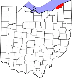 Karte von Lake County innerhalb von Ohio