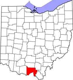 Karte von Scioto County innerhalb von Ohio
