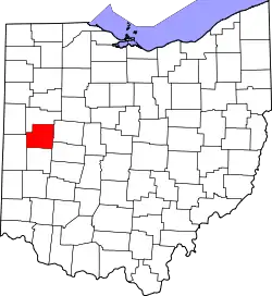 Karte von Shelby County innerhalb von Ohio