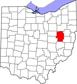 Karte von Tuscarawas County innerhalb von Ohio