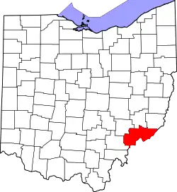 Karte von Washington County innerhalb von Ohio