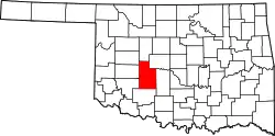 Karte von Caddo County innerhalb von Oklahoma