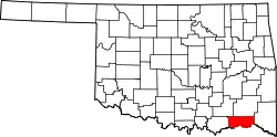 Karte von Choctaw County innerhalb von Oklahoma