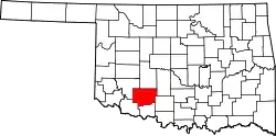 Karte von Comanche County innerhalb von Oklahoma