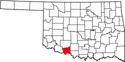 Karte von Cotton County innerhalb von Oklahoma