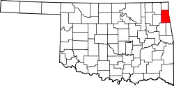 Karte von Delaware County innerhalb von Oklahoma