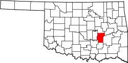 Karte von Hughes County innerhalb von Oklahoma