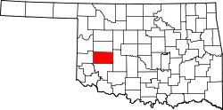 Karte von Washita County innerhalb von Oklahoma