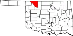 Karte von Woods County innerhalb von Oklahoma