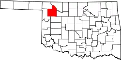Karte von Woodward County innerhalb von Oklahoma