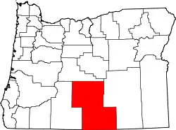 Karte von Lake County innerhalb von Oregon