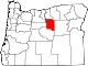 Karte von Wheeler County innerhalb von Oregon