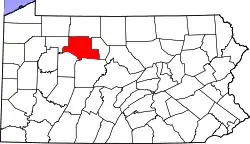 Karte von Elk County innerhalb von Pennsylvania