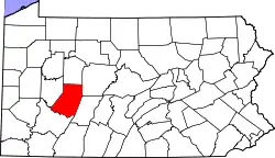 Karte von Indiana County innerhalb von Pennsylvania