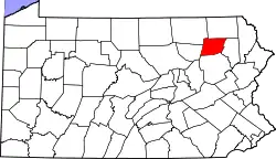 Karte von Wyoming County innerhalb von Pennsylvania