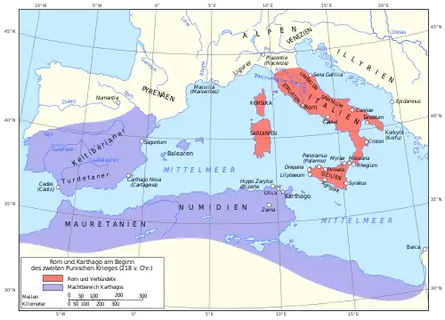 Die Reiche der Karthager und Römer vor dem Zweiten karthagisch-römischen Krieg