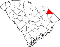 Karte von Dillon County innerhalb von South Carolina
