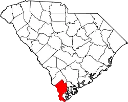 Karte von Jasper County innerhalb von South Carolina