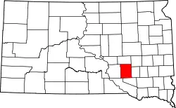 Karte von Aurora County innerhalb von South Dakota