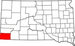 Karte von Fall River County innerhalb von South Dakota