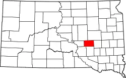 Karte von Jerauld County innerhalb von South Dakota