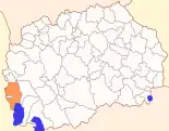 Karte von Nordmazedonien, Position von Opština Struga hervorgehoben