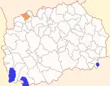 Karte von Nordmazedonien, Position von Opština Tearce hervorgehoben