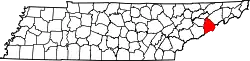 Karte von Cocke County innerhalb von Tennessee