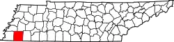 Karte von Fayette County innerhalb von Tennessee