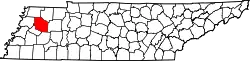 Karte von Gibson County innerhalb von Tennessee