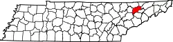 Karte von Grainger County innerhalb von Tennessee