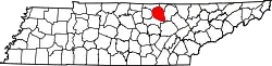 Karte von Overton County innerhalb von Tennessee