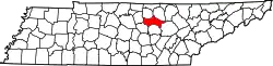 Karte von Putnam County innerhalb von Tennessee