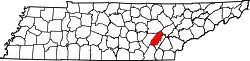 Karte von Rhea County innerhalb von Tennessee