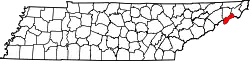 Karte von Unicoi County innerhalb von Tennessee