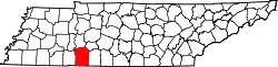 Karte von Wayne County innerhalb von Tennessee