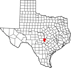 Karte von Blanco County innerhalb von Texas