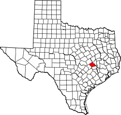 Karte von Burleson County innerhalb von Texas