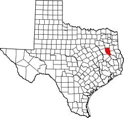 Karte von Cherokee County innerhalb von Texas