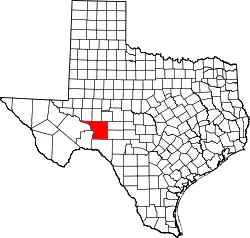 Karte von Crockett County innerhalb von Texas