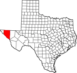 Karte von Hudspeth County innerhalb von Texas