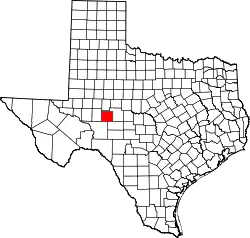 Karte von Irion County innerhalb von Texas