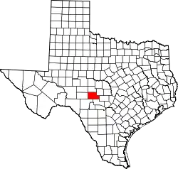 Karte von Kimble County innerhalb von Texas