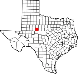 Karte von Nolan County innerhalb von Texas