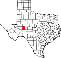 Karte von Reagan County innerhalb von Texas