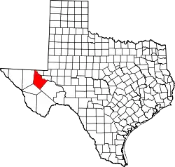 Karte von Reeves County innerhalb von Texas